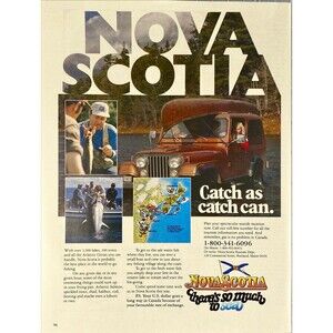 Nova Scotia "there's so much to SEA" Catch as catch can.  Vintage Print Ad 1981
